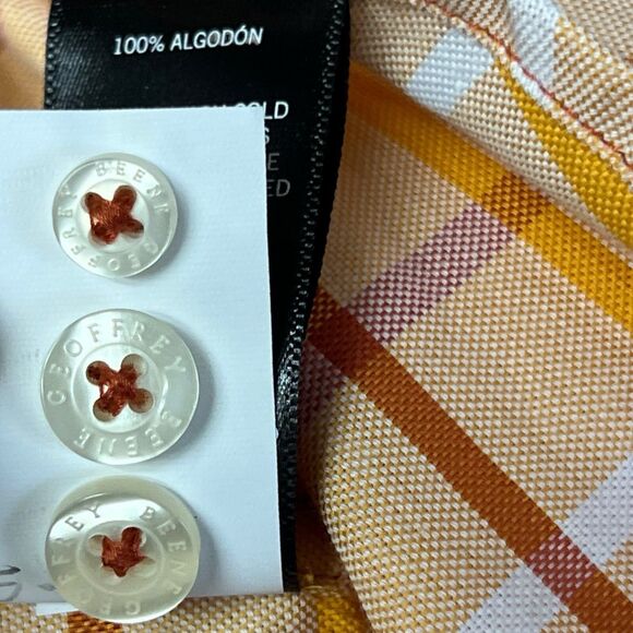 Geoffrey Beene‎ Shirt Short Sleeves Collared Plaid Cotton Men XL Button Up Logo - Picture 11 of 12